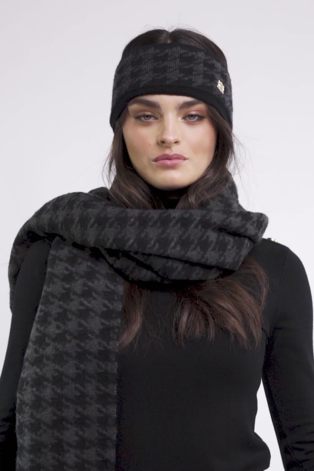 Heritage Headband (Grey Houndstooth)